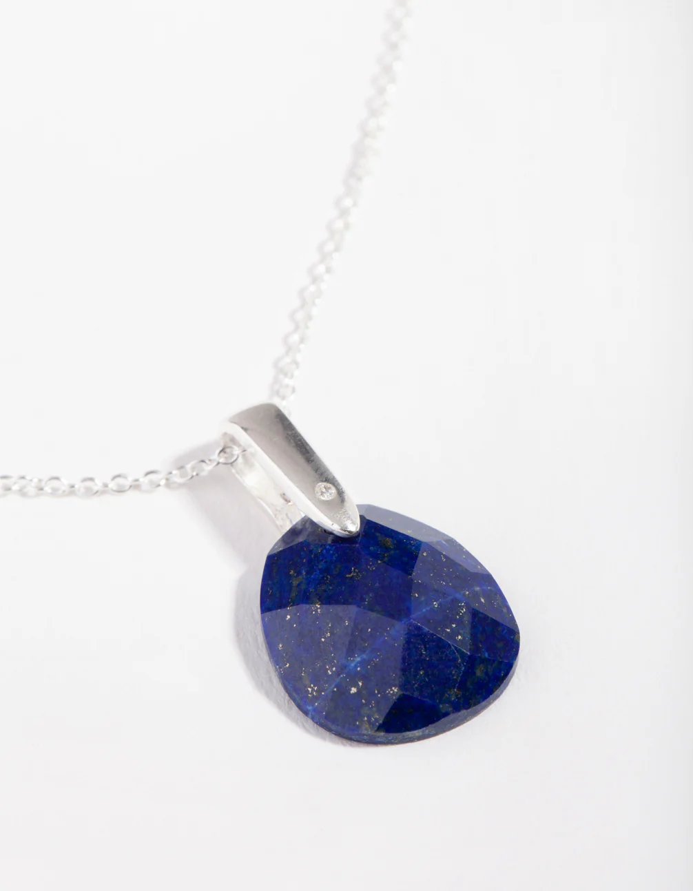 Sterling Silver Faceted Lapis Pendant Necklace - Image 5