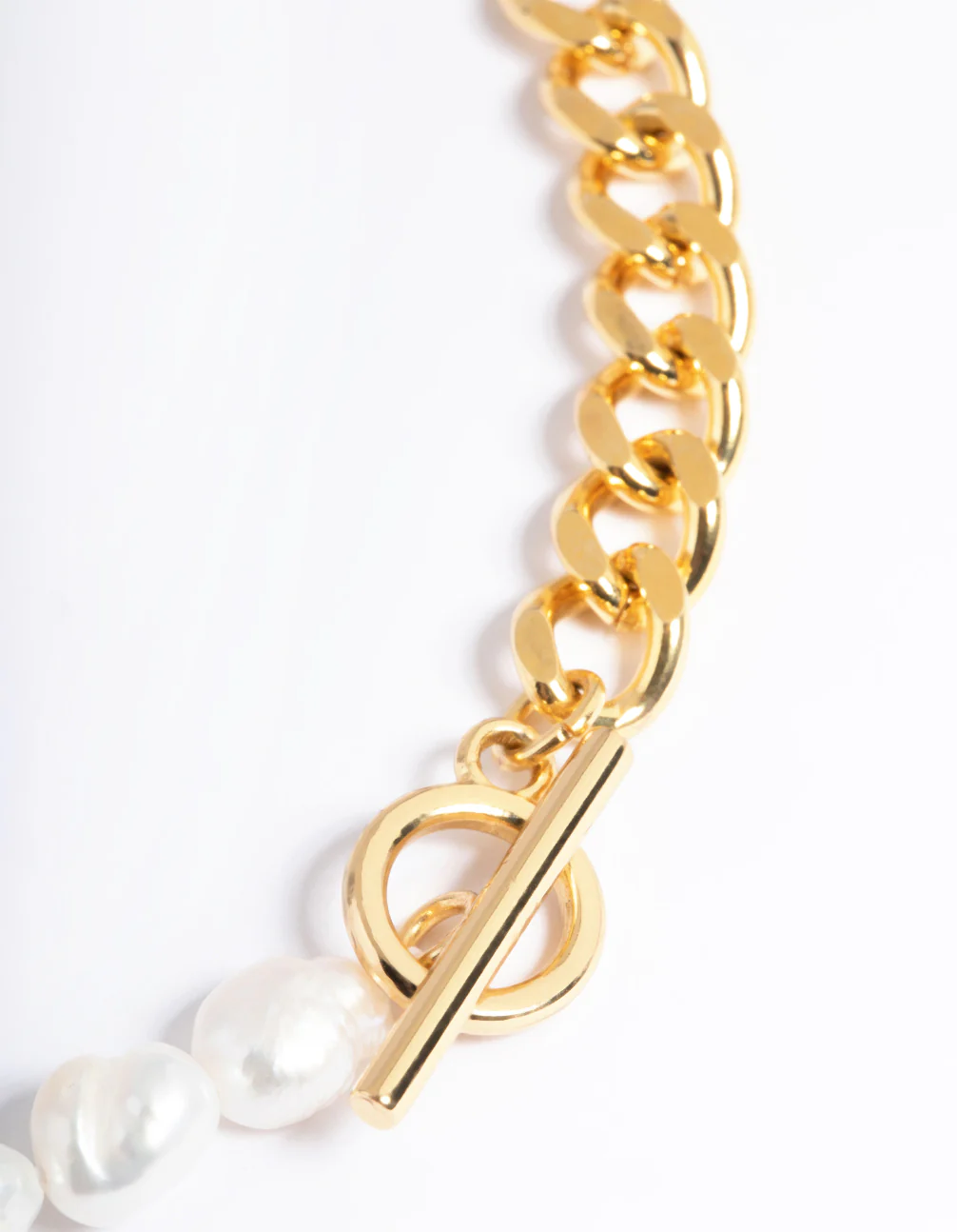 Waterproof Gold Plated Stainless Steel Freshwater Pearl & Chain Necklace - Image 4