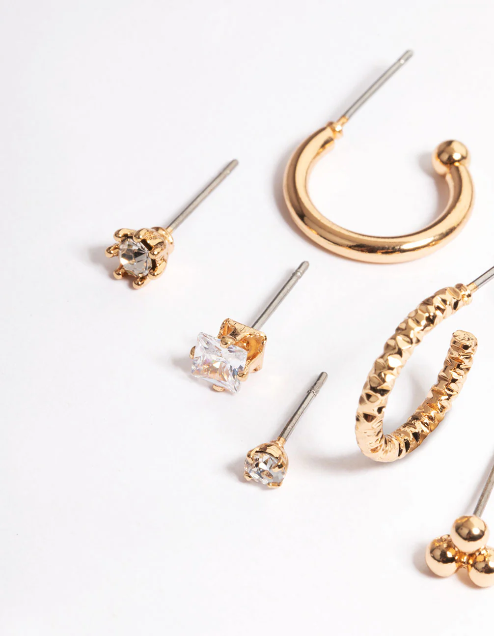 Gold Ball Hoop & Stud Stack Earrings - Image 2