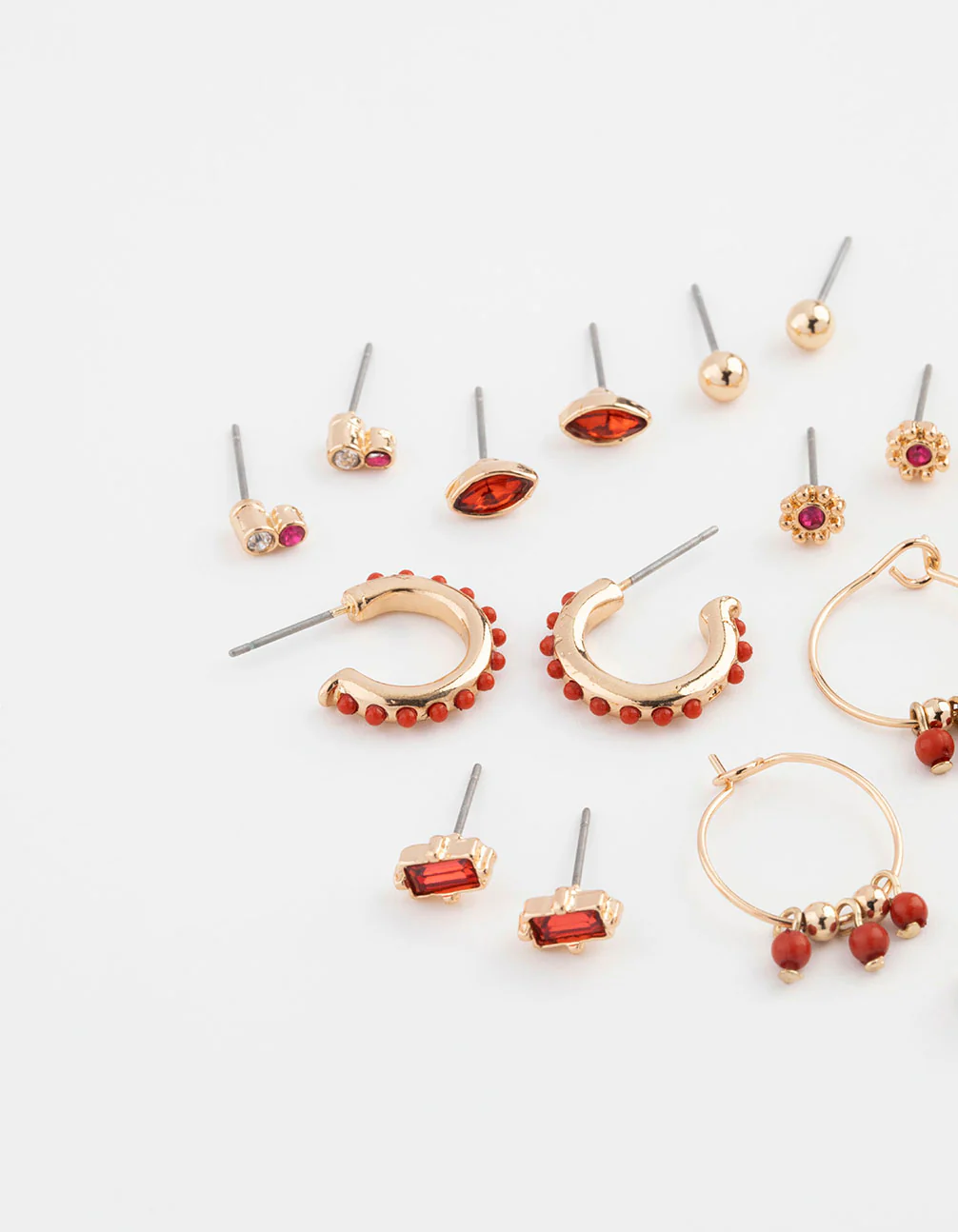 Gold Diamante & Rainbow Flower Earring 12-Pack - Image 2
