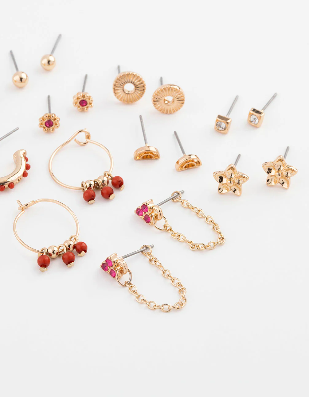 Gold Diamante & Rainbow Flower Earring 12-Pack - Image 3