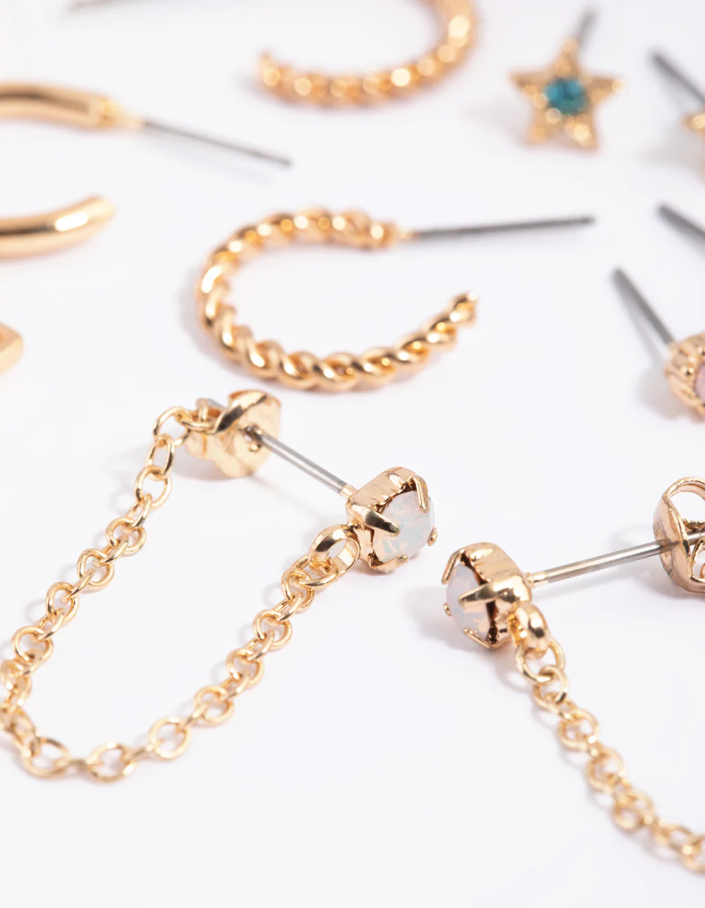 Gold Enamel Stud & Hoop Earring 8-Pack - Image 3