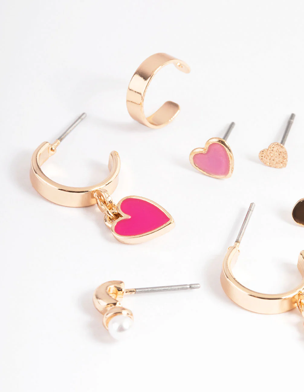 Gold Enamel Heart Stack Earrings - Image 2