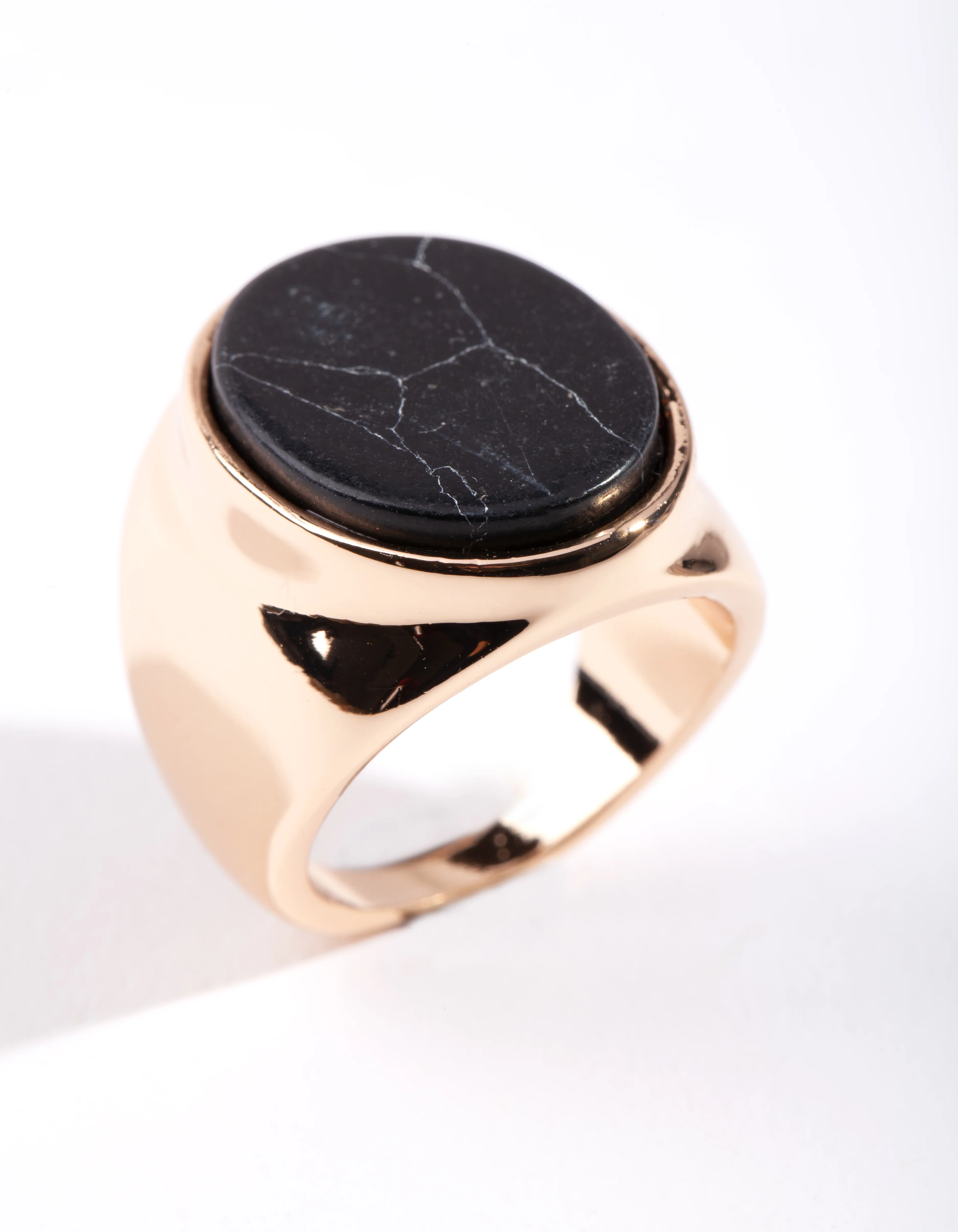 Gold Oval Stone Thick Ring - Image 2