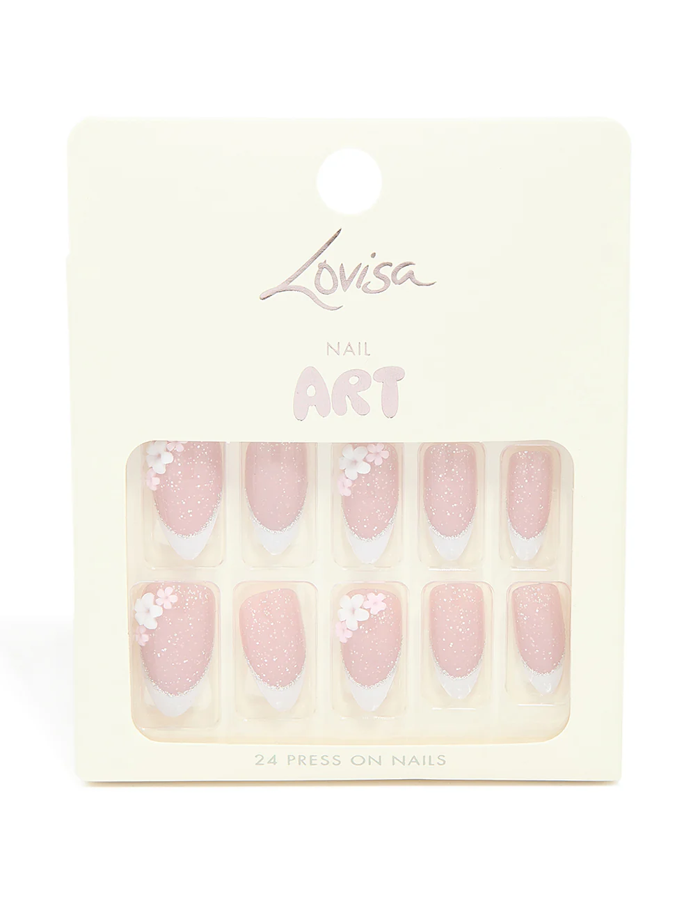 Shimmery Pink Daisy Printed Press-On Nails 24-Set - Image 3
