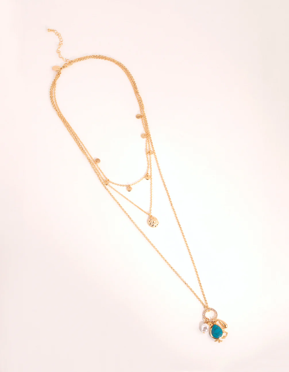 Gold Disc & Charm Layered Necklace - Image 5
