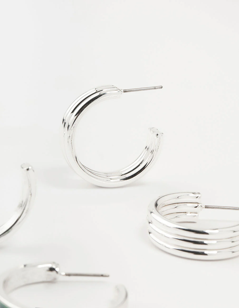 Silver Abalone Genuine Shell  Hoop Earrings 2-Pack - Image 3