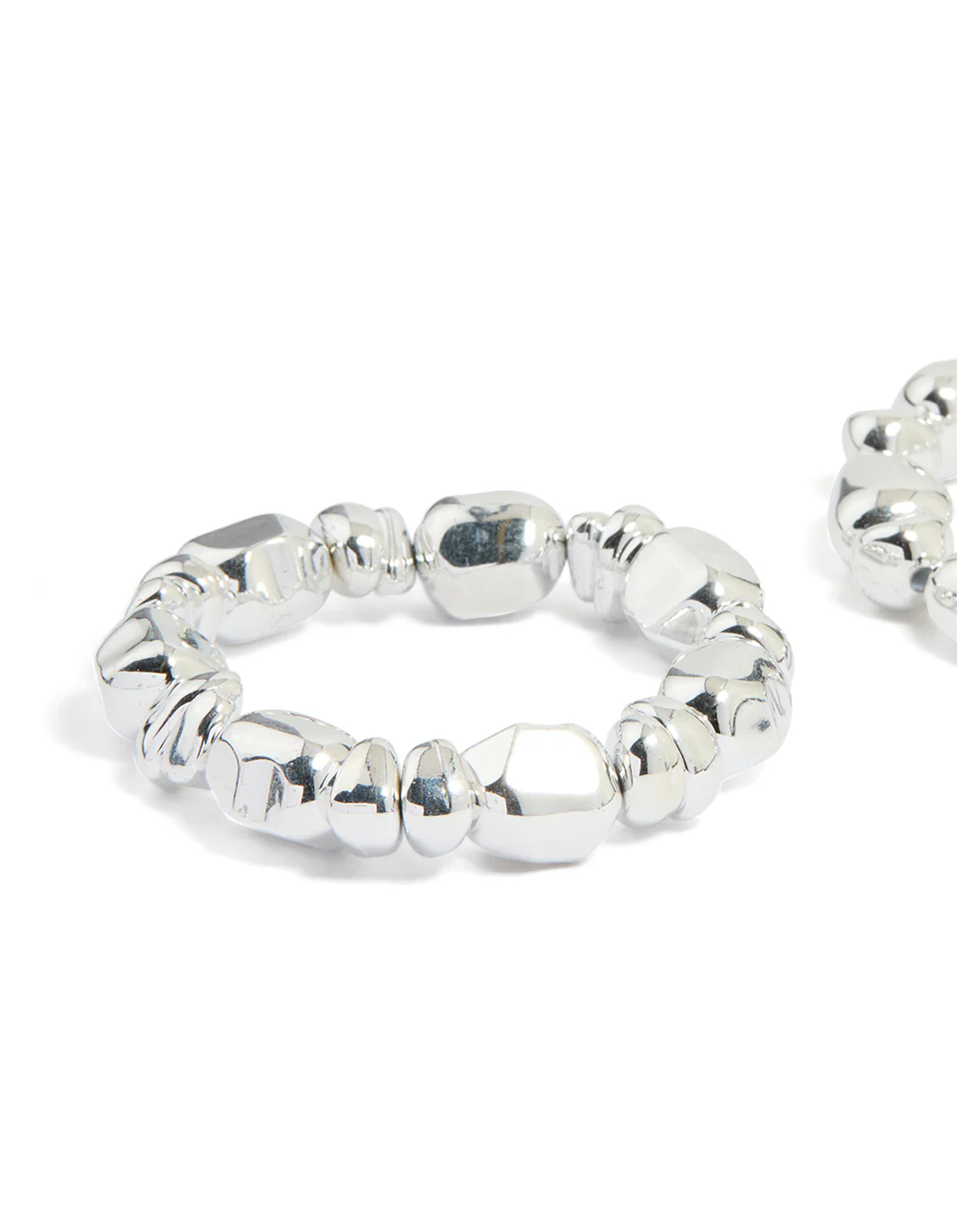 Silver Beaded Stretch Bracelets 2-Pack - Image 2