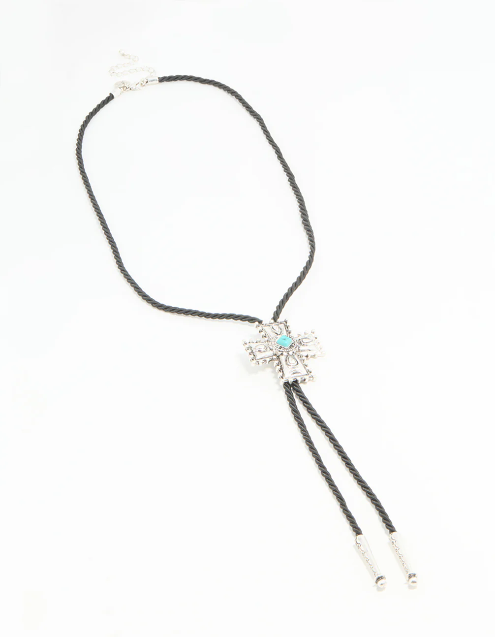 Silver Cord Turquoise Cross Y-Necklace - Image 2