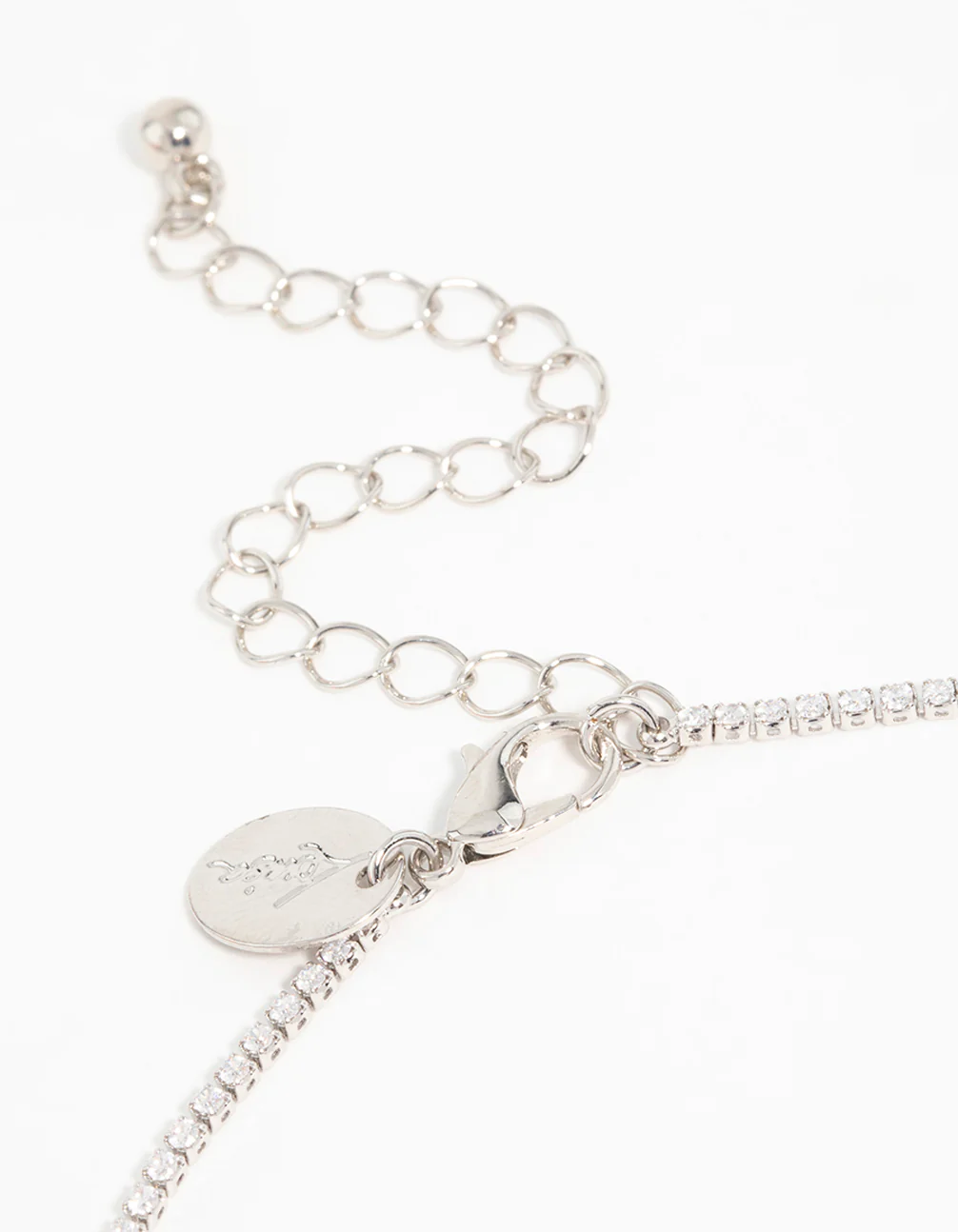 Silver Cubic Zirconia Bow Pendant Necklace - Image 3