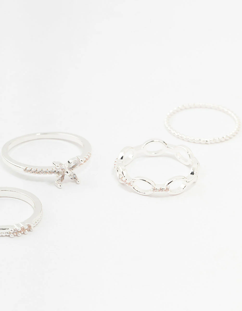Silver Cubic Zirconia Butterfly Rings 5-Pack - Image 3