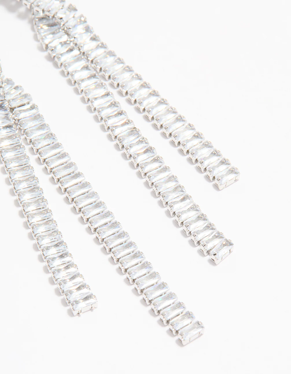 Silver Cubic Zirconia Crossover Drop Earrings - Image 5