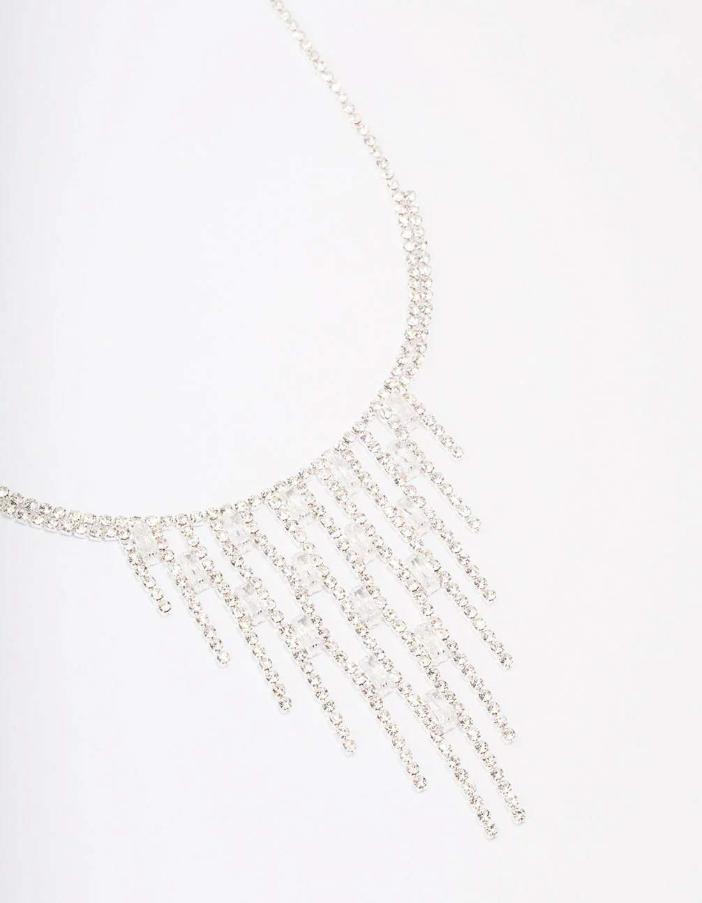 Silver Cubic Zirconia Drop Necklace