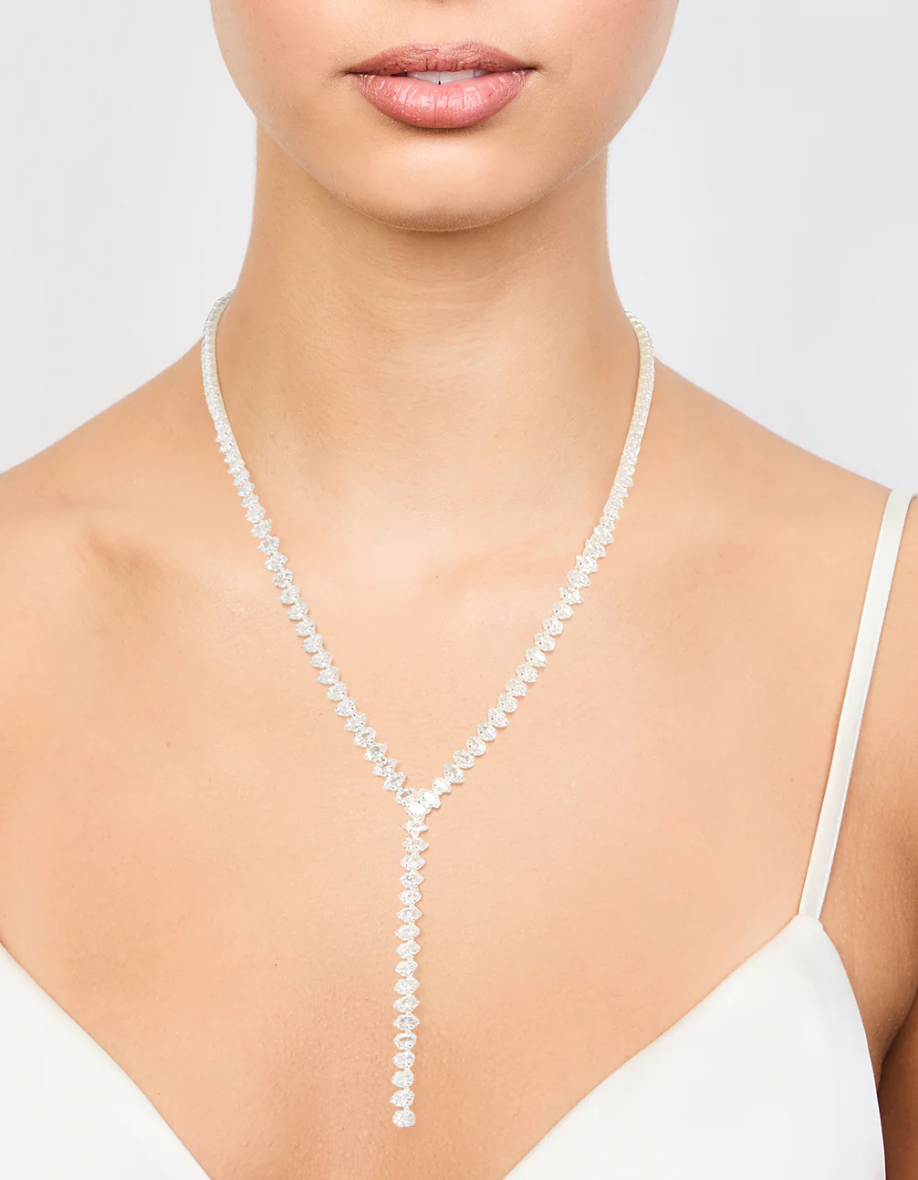 Silver Cubic Zirconia Graduating Y-Necklace - Image 2