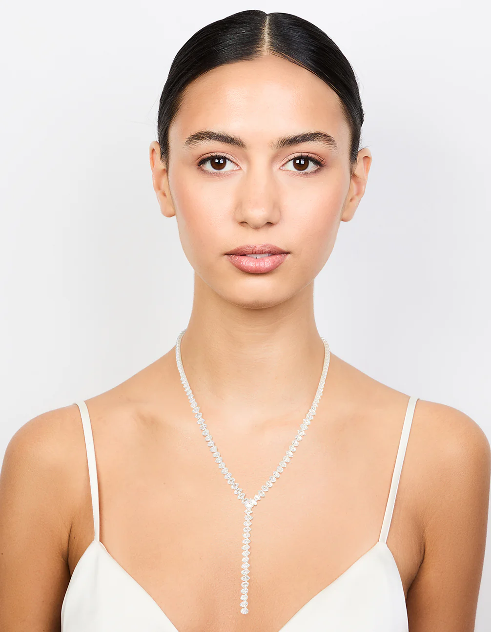 Silver Cubic Zirconia Graduating Y-Necklace - Image 3