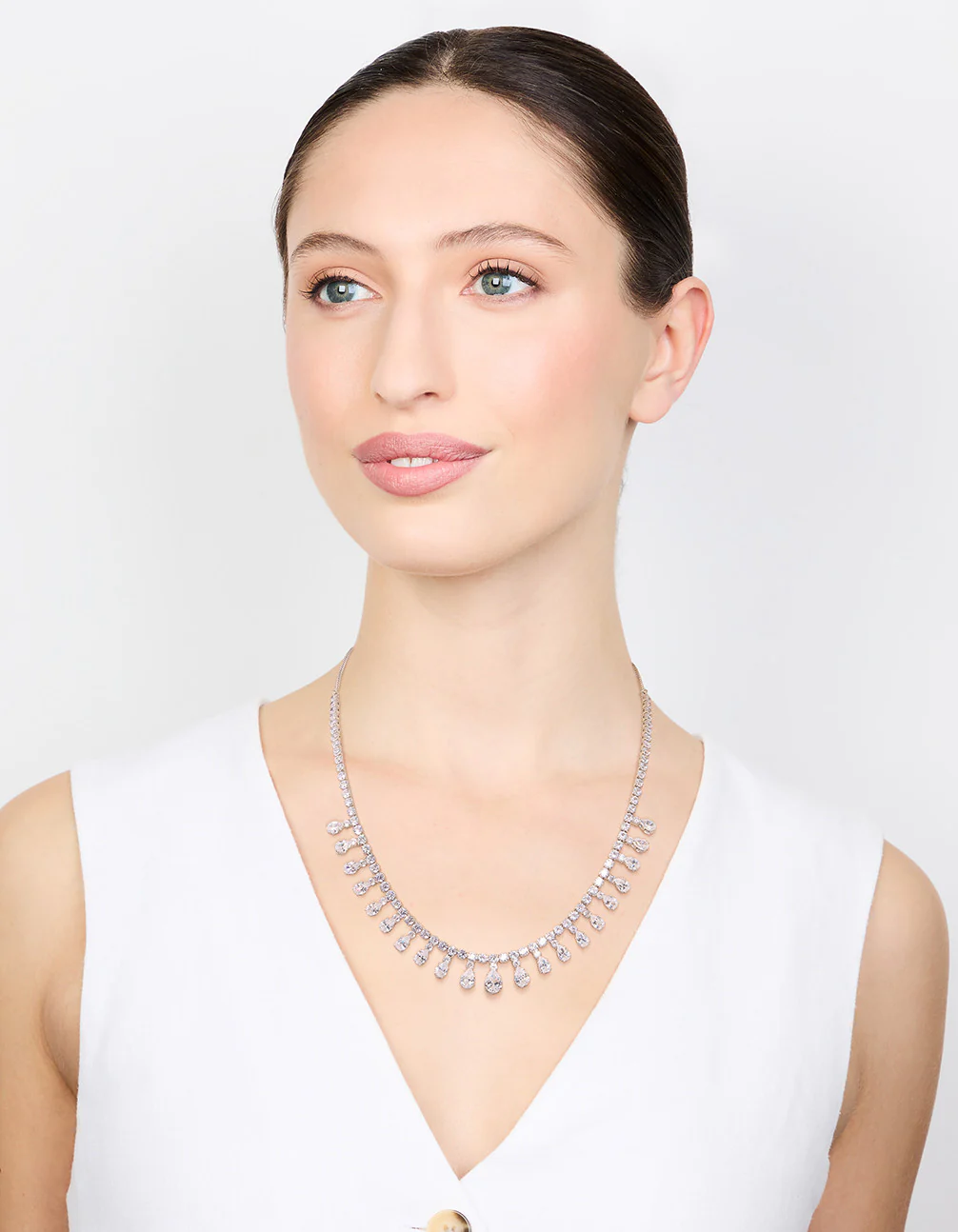 Silver Cubic Zirconia Statement Necklace - Image 3