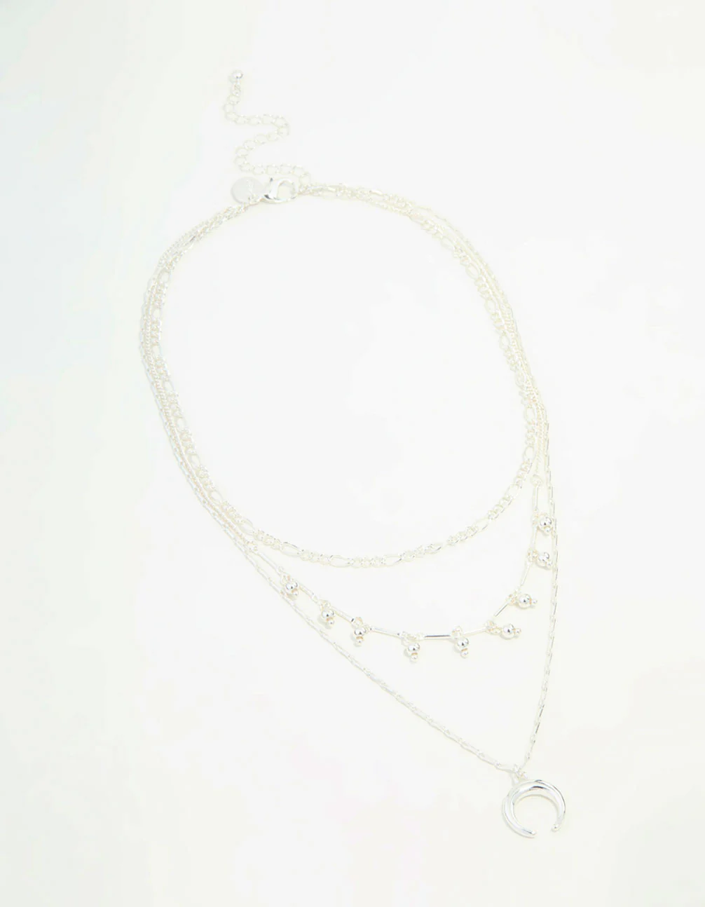 Silver Diamante, Chains & Pendant Layered Necklace - Image 2
