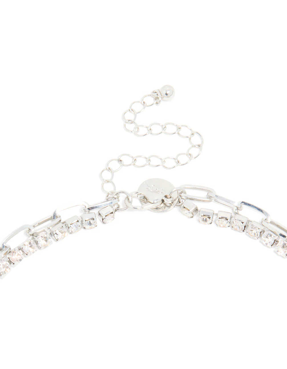 Silver Diamante & Pearl Cross Layered Necklace - Image 3