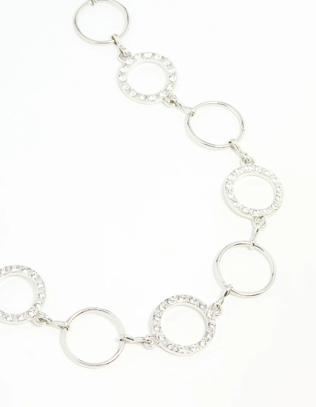 Silver Diamante & Plain Circle Belt