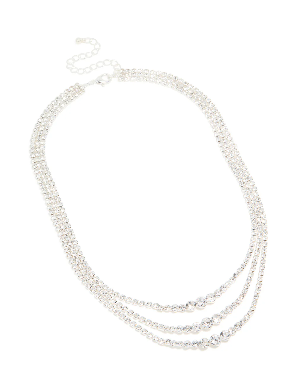 Silver Diamante Triple Layered Necklace - Image 2