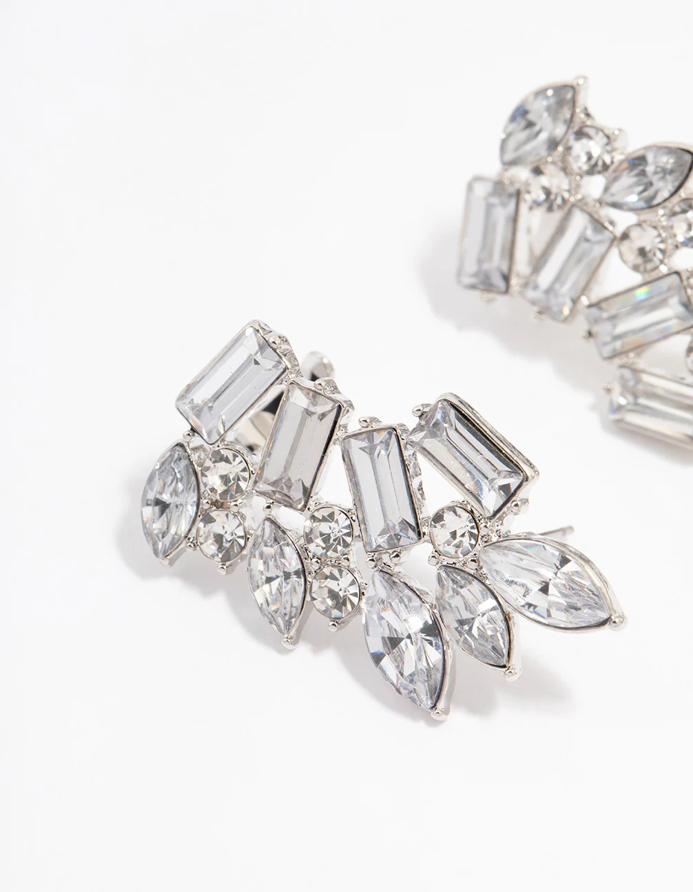 Silver Diamante Wing Cuff Stud Earrings - Image 2