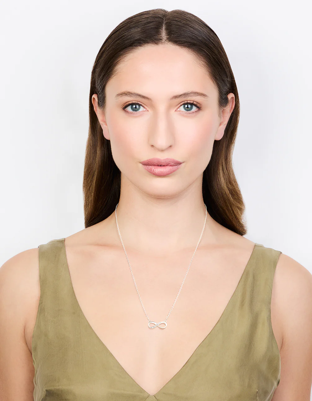 Silver Encased Diamante Infinity Necklace - Image 3