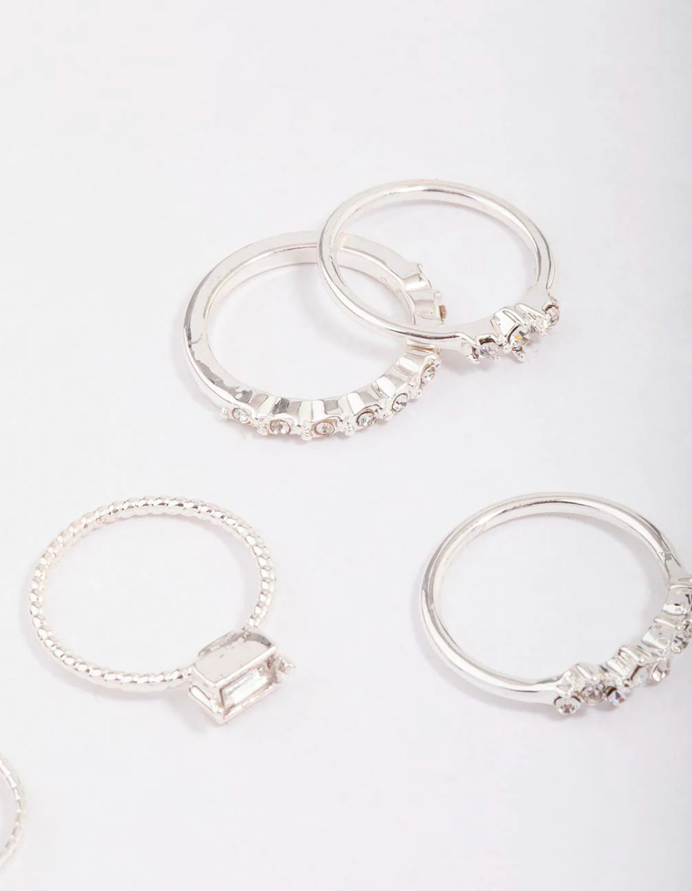 Silver Fine Diamante Ring 8-Pack - Image 3