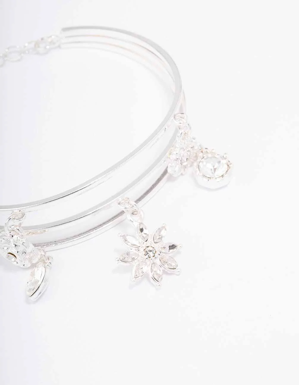 Silver Floral Charm Wrist Cuff - Image 3