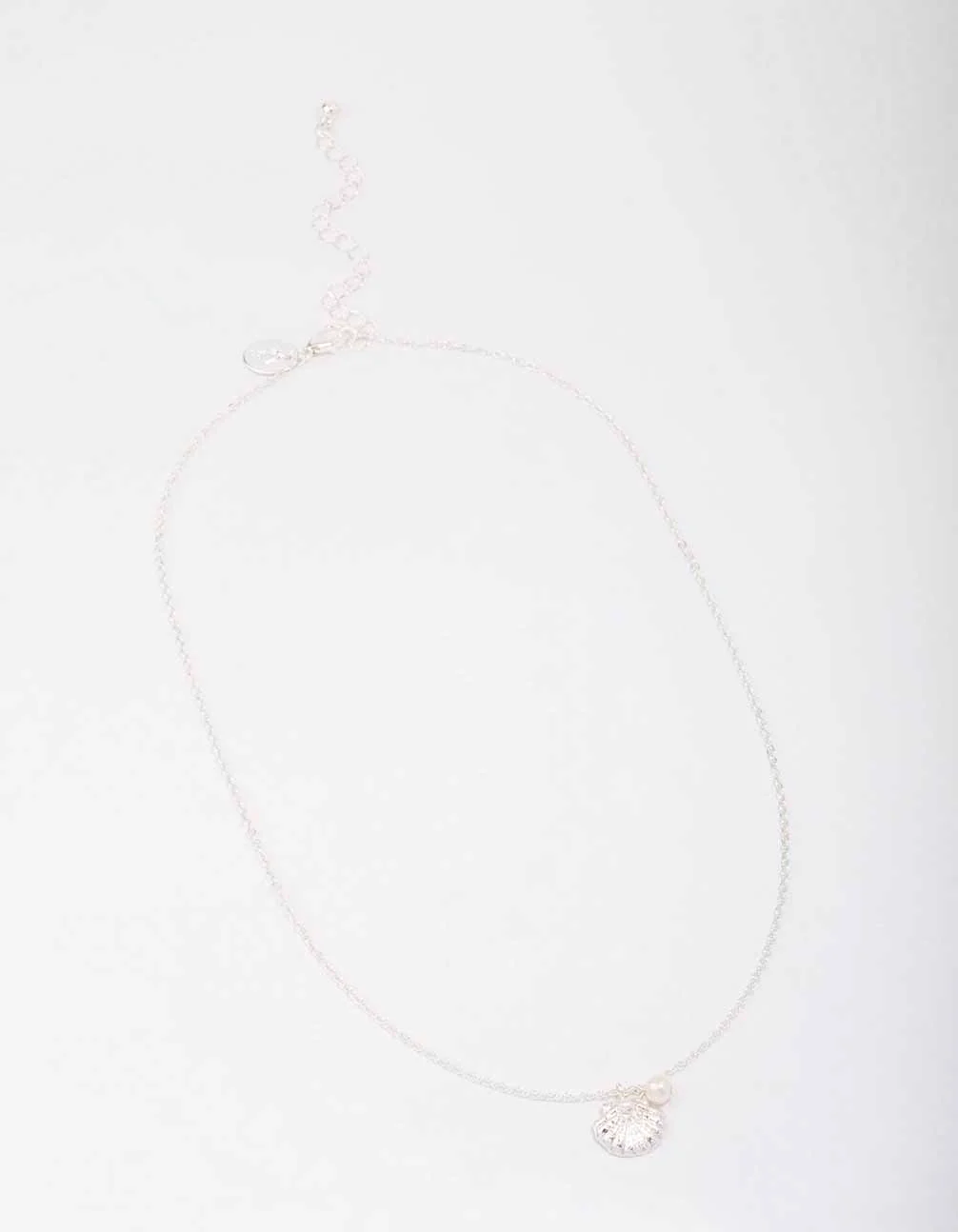 Silver Freshwater Pearl & Clam Pendant Necklace - Image 3