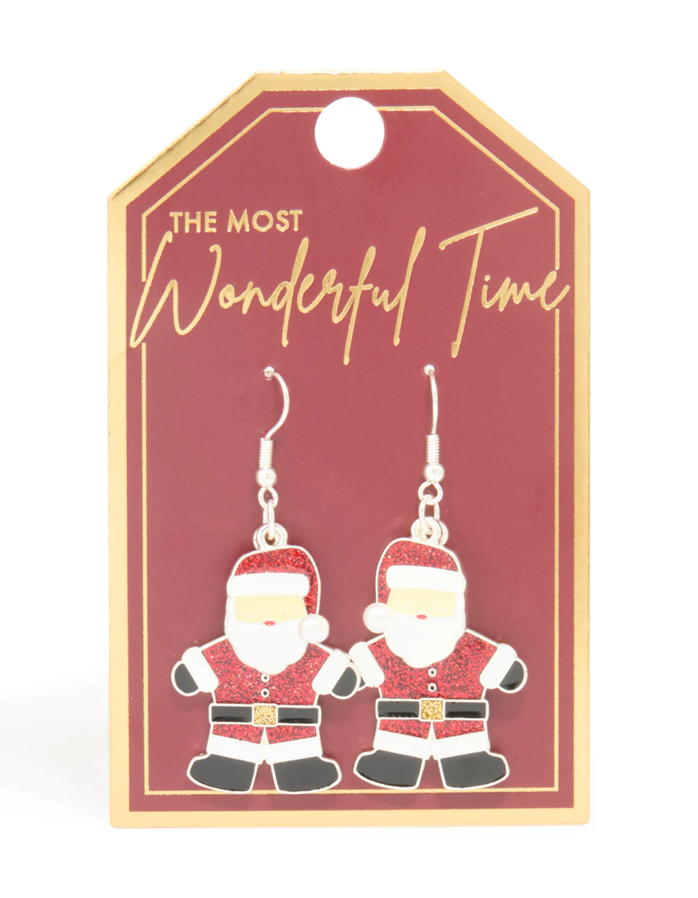 Silver Glitter Santa Drop Earrings - Image 3