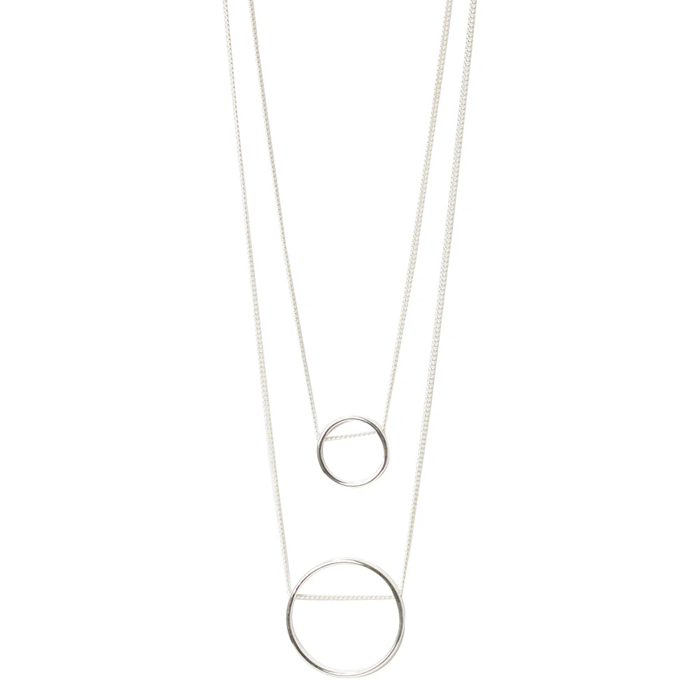 Silver Circle Layered Necklace
