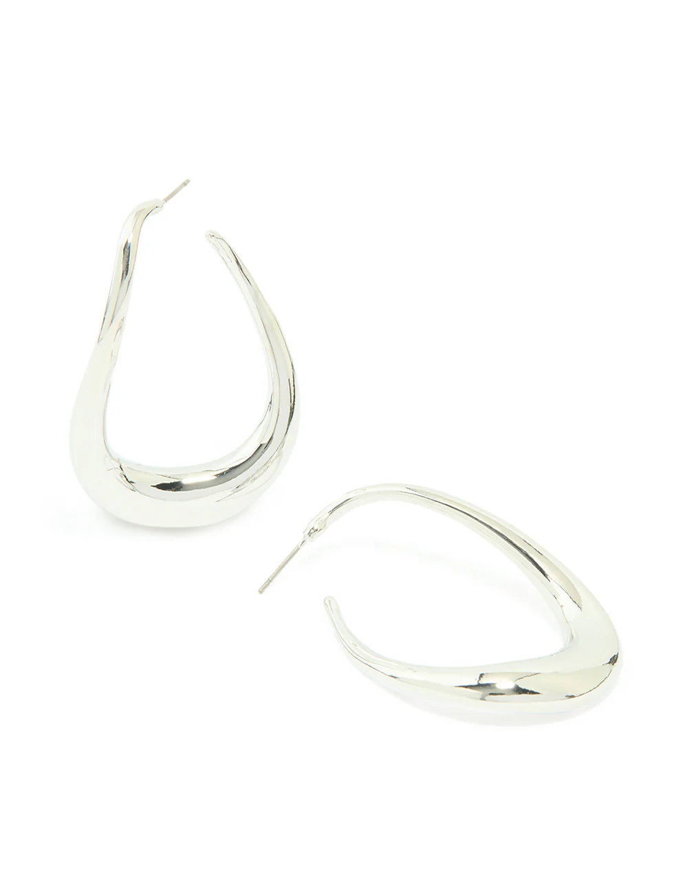 Silver Medium 3D Abstract Round Stud Earrings