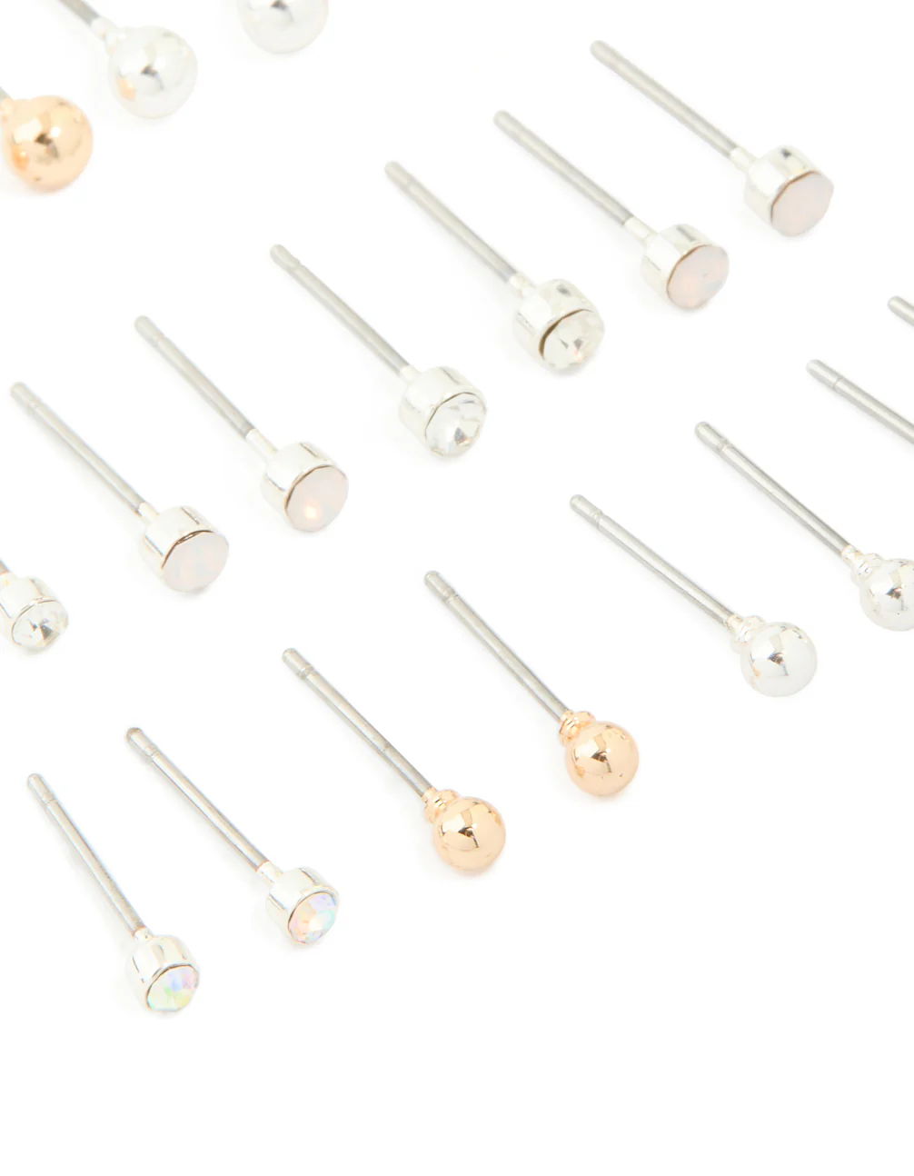 Silver Mixed Basic Stud Earrings 12-Pack - Image 2