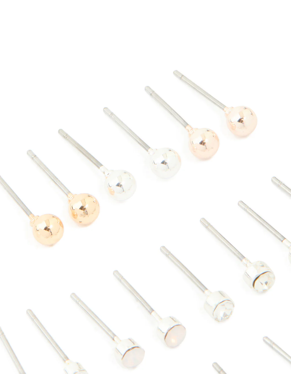 Silver Mixed Basic Stud Earrings 12-Pack - Image 3
