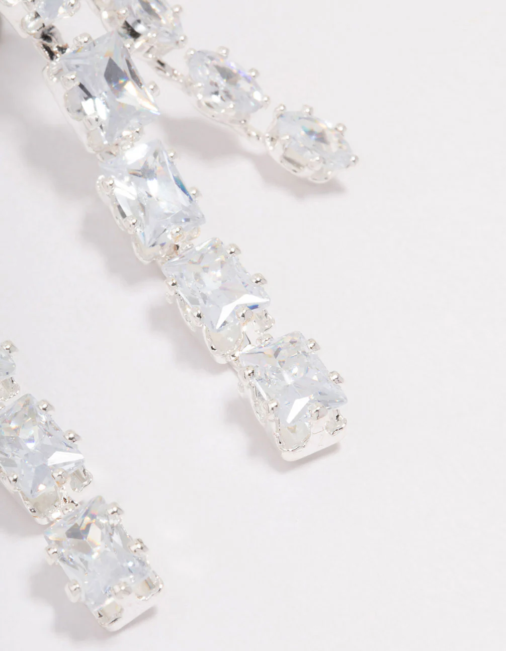 Silver Multi Cubic Zirconia Stone Cup Chain Drop Earrings - Image 3