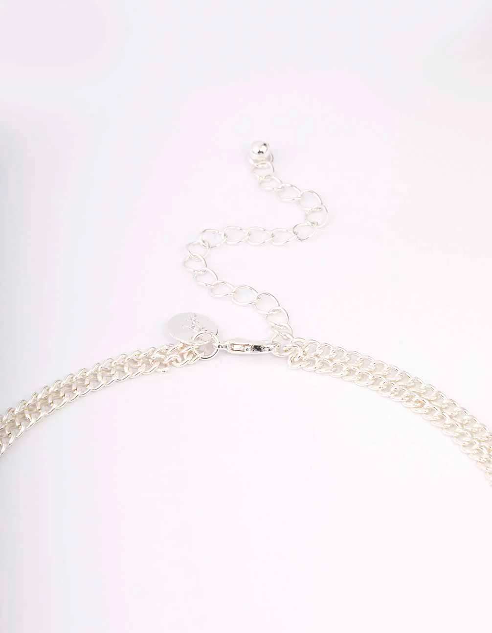 Silver Oval Long Chain Necklace - Image 3