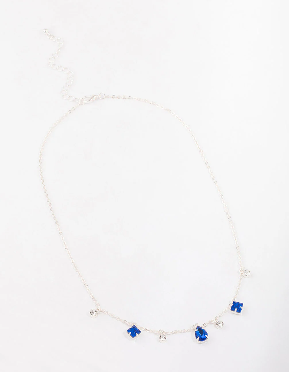 Silver Pear Round Square Stone Necklace - Image 2