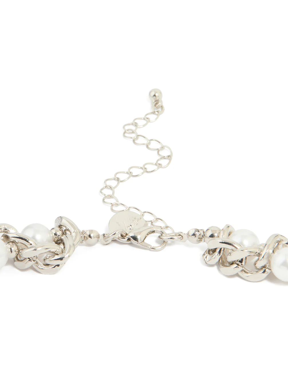 Silver Pearl Chain Mixed Chain Short Necklace - Image 3