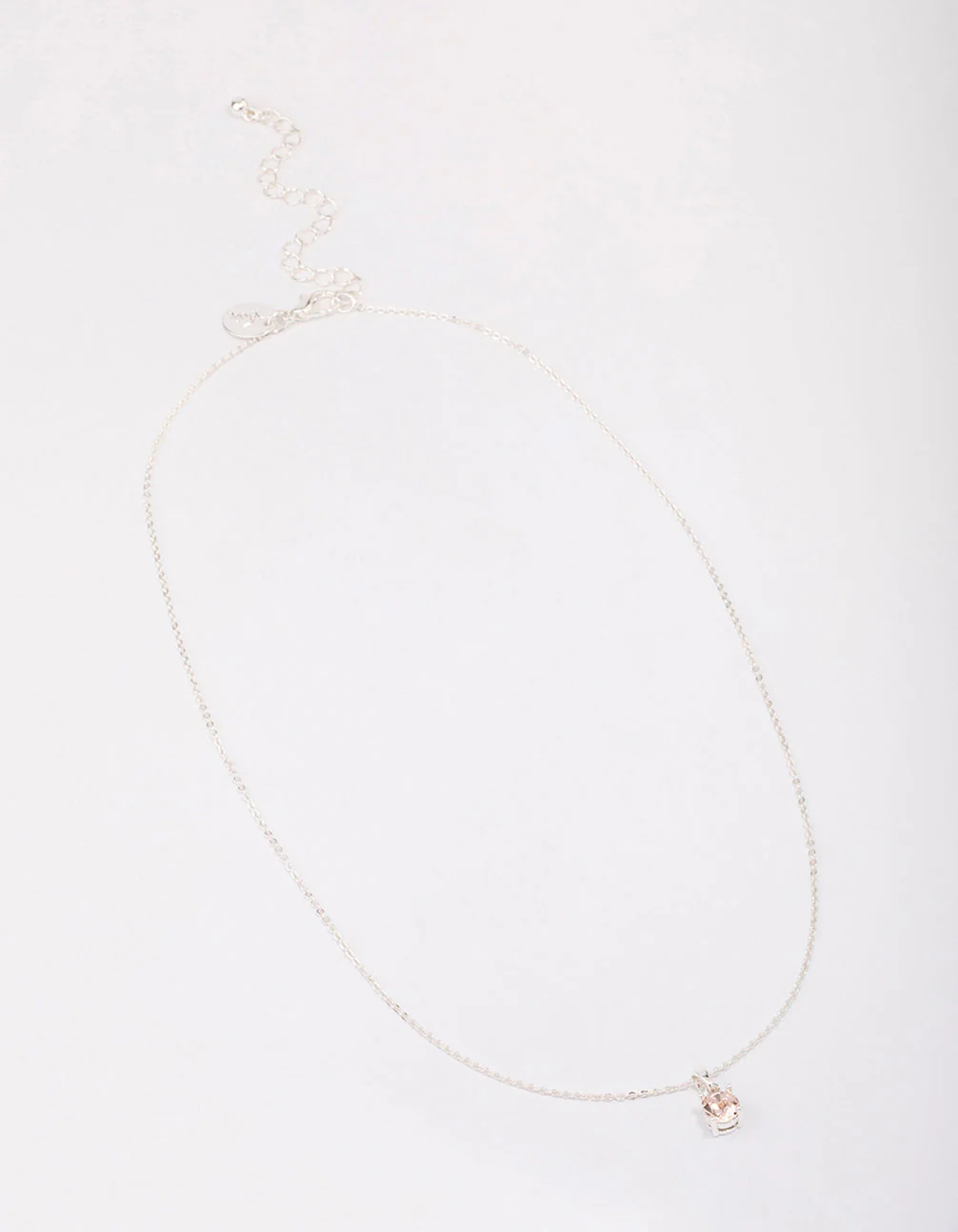 Silver Pink Solitaire Crystal Pendant Necklace - Image 3