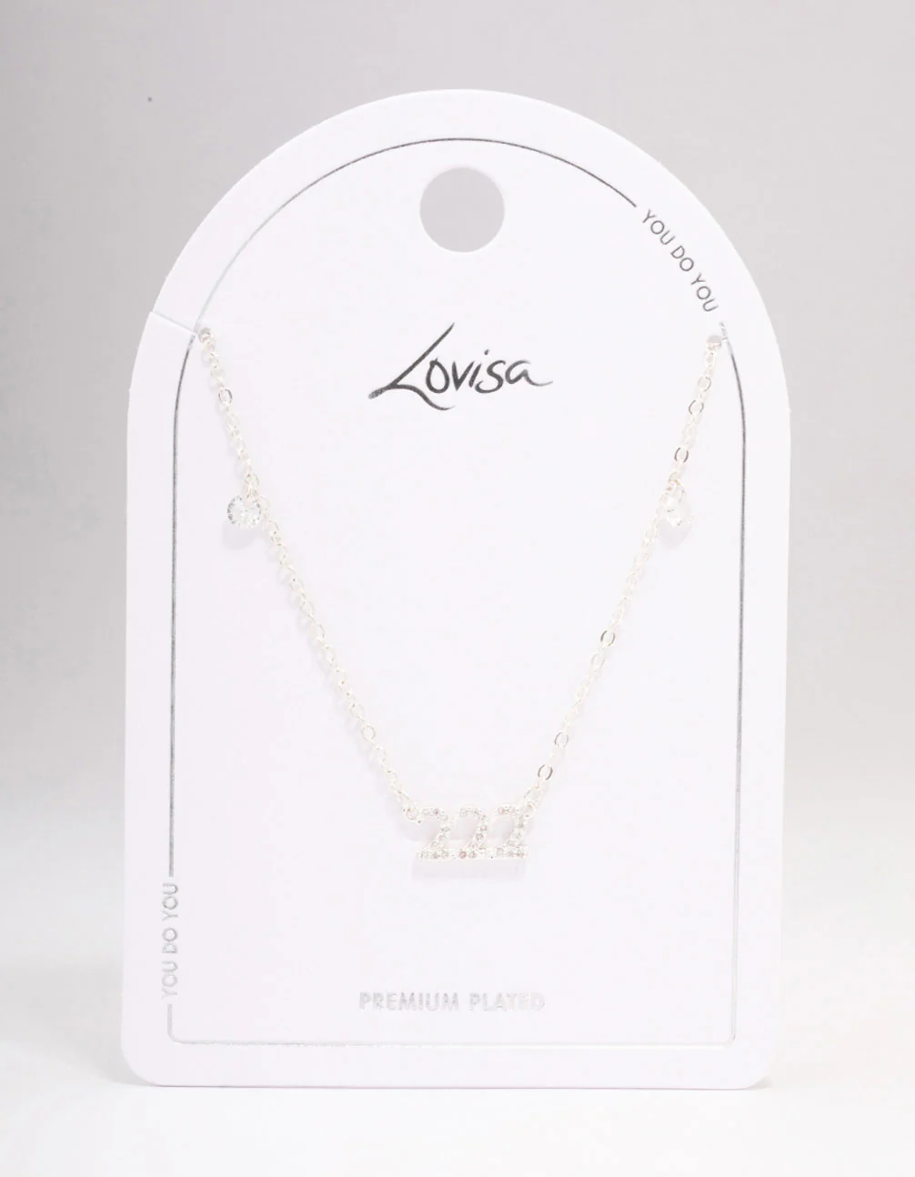 Silver Plated 222 Angel Number Cubic Zirconia Chain Necklace - Image 3