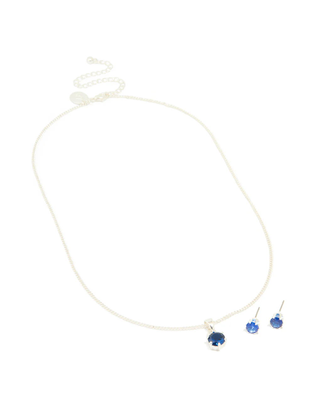 Silver Plated Blue Cubic Zirconia Necklace & Earrings Set - Image 2