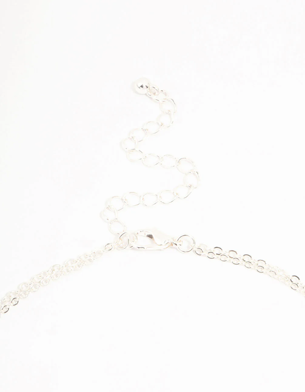Silver Plated Bow Pendant Station Layered Necklace - Image 3