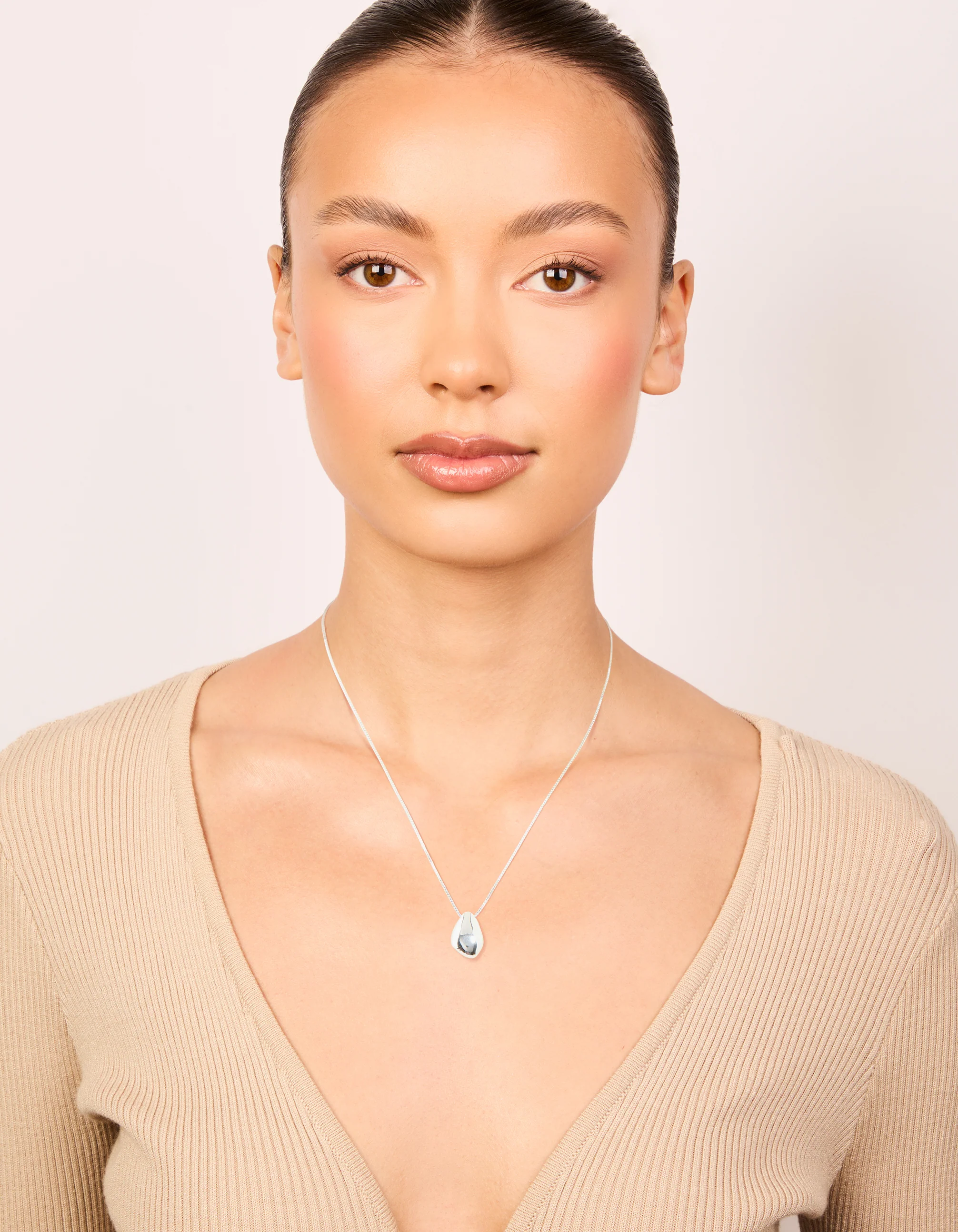 Silver Plated Brass Teardrop Pendant Necklace - Image 3