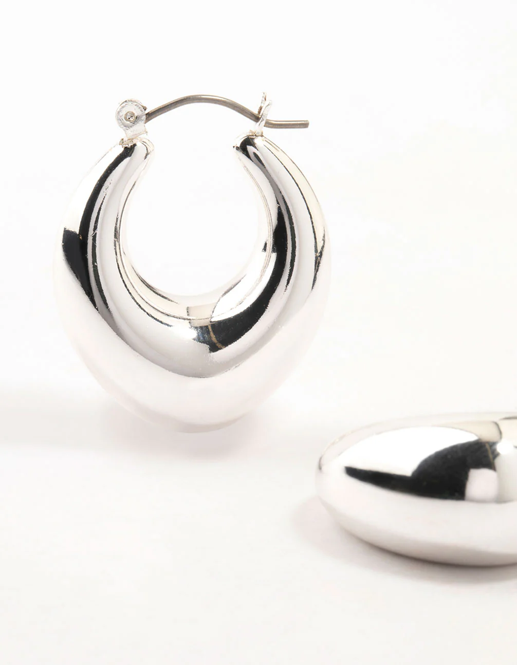 Silver Plated Creole Medium Earrings - Image 2