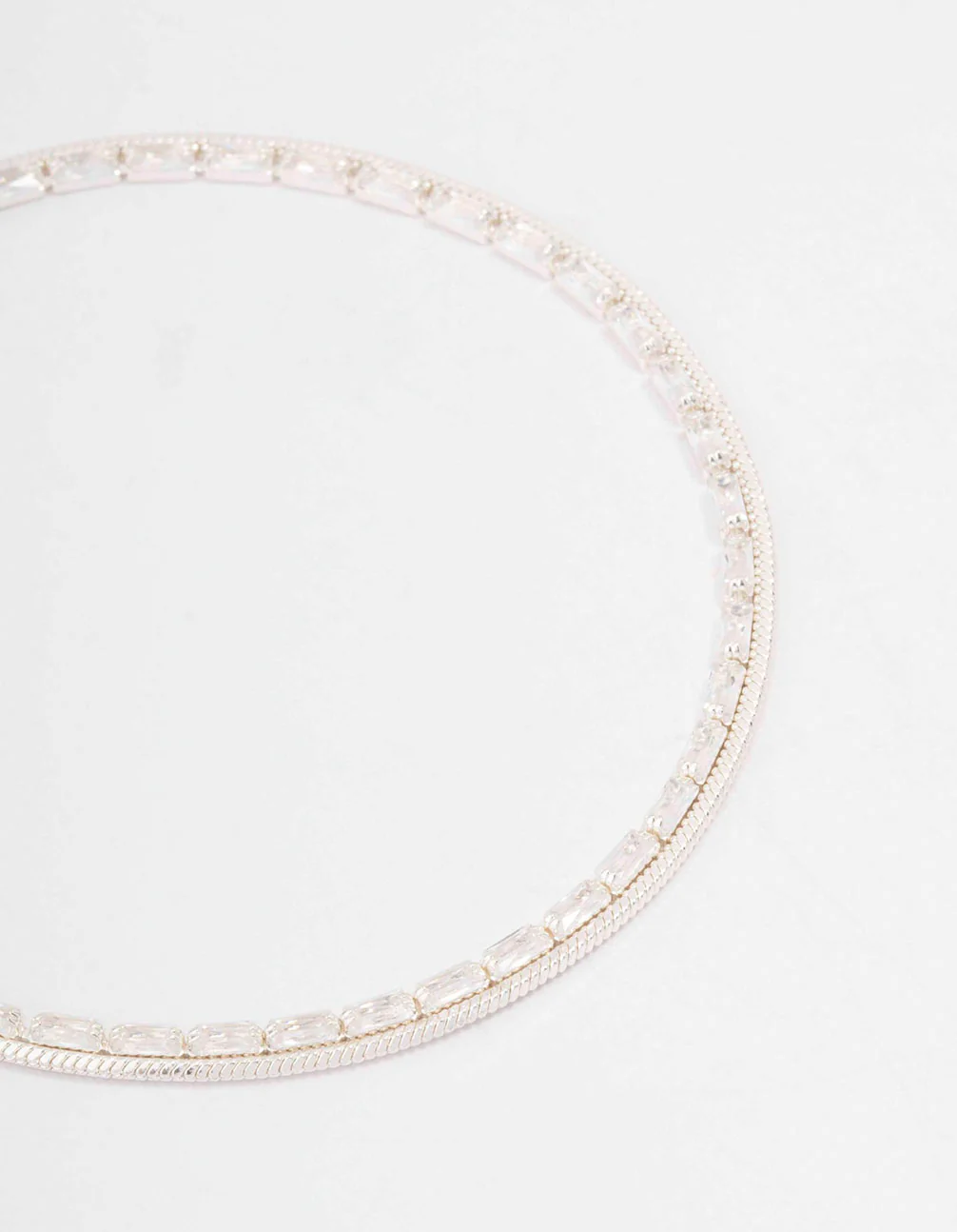 Silver Plated Cubic Zirconia Dainty Baguette Layered Bracelet - Image 2