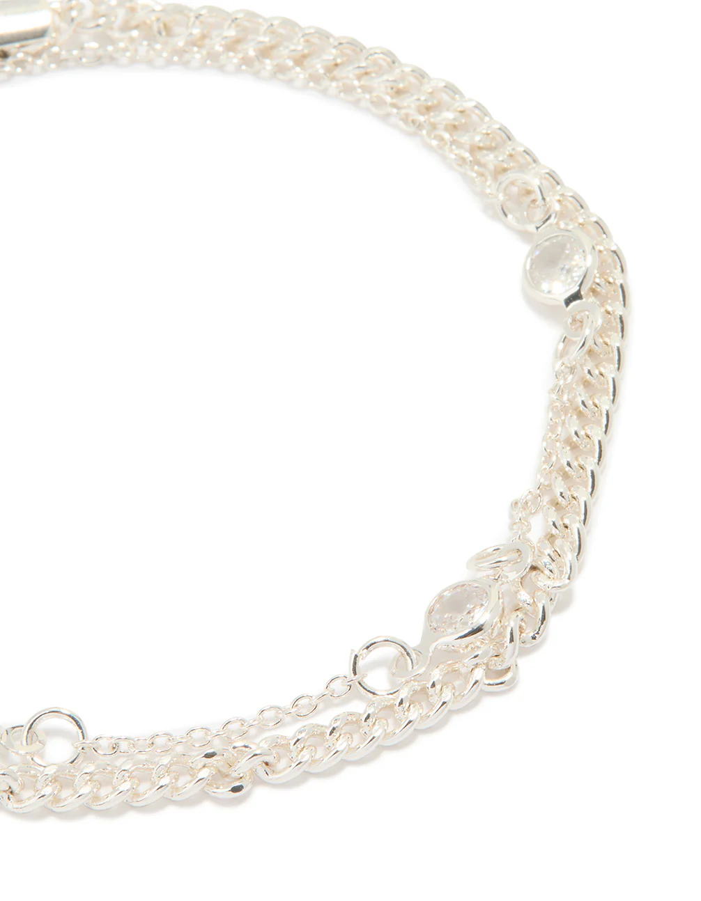 Silver Plated Cubic Zirconia Layered Bracelet - Image 2