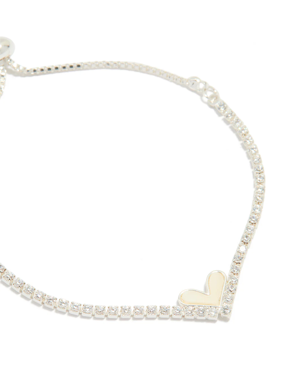 Silver Plated Cubic Zirconia Mini Heart Toggle Bracelet - Image 2