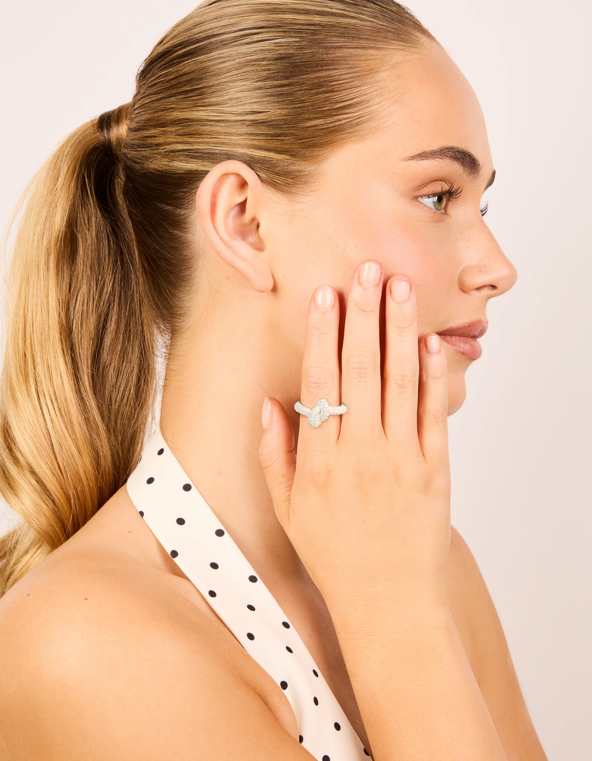 Silver Plated Cubic Zirconia Modern Knot Ring - Image 3