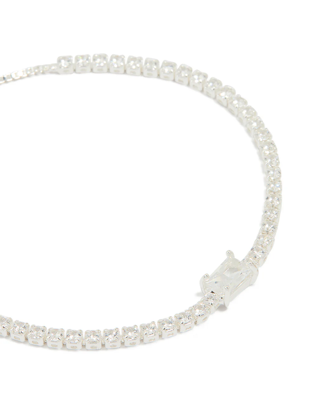 Silver Plated Cubic Zirconia Pave & Baguette Toggle Bracelet - Image 2