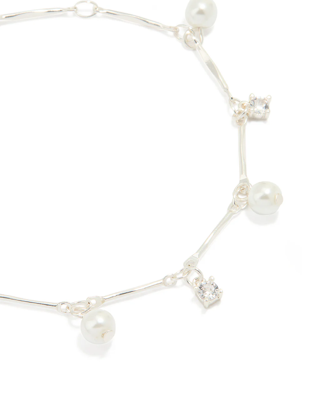 Silver Plated Cubic Zirconia Pearl Drop Bracelet - Image 2